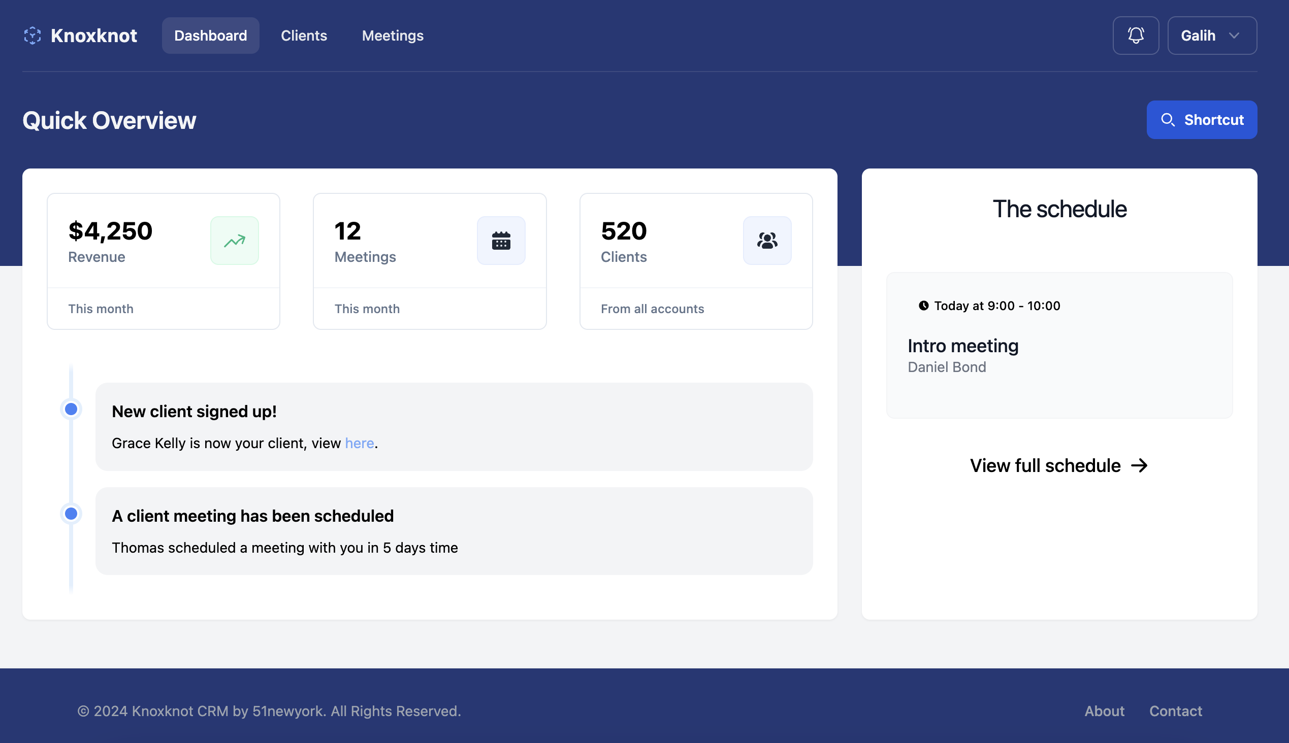 CRM for consultant dashboard