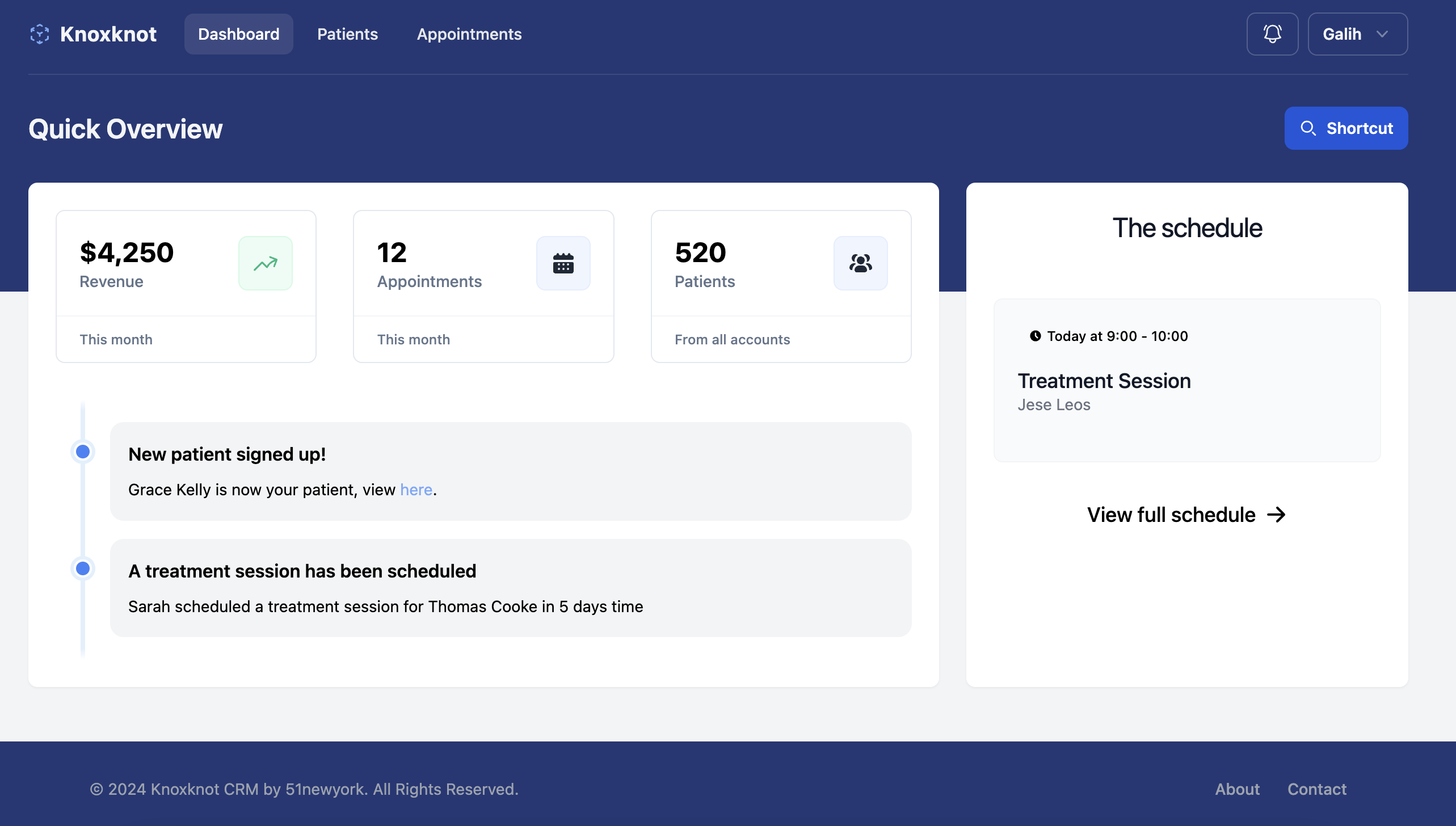 CRM for therapist dashboard